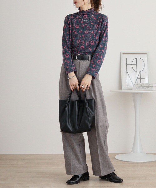 tシャツ BRODIAEA リバーシブル総柄ボトルネックプルオーバー レディース セール】BRODIAEA リバーシブル総柄ボトルネックプルオーバー（T