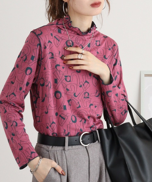 tシャツ BRODIAEA リバーシブル総柄ボトルネックプルオーバー レディース tシャツ BRODIAEA リバーシブル総柄ボトルネックプルオーバー