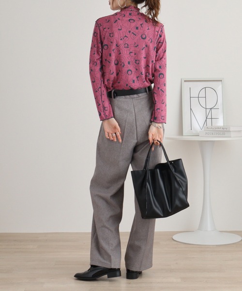 tシャツ BRODIAEA リバーシブル総柄ボトルネックプルオーバー レディース セール】BRODIAEA リバーシブル総柄ボトルネックプルオーバー（T