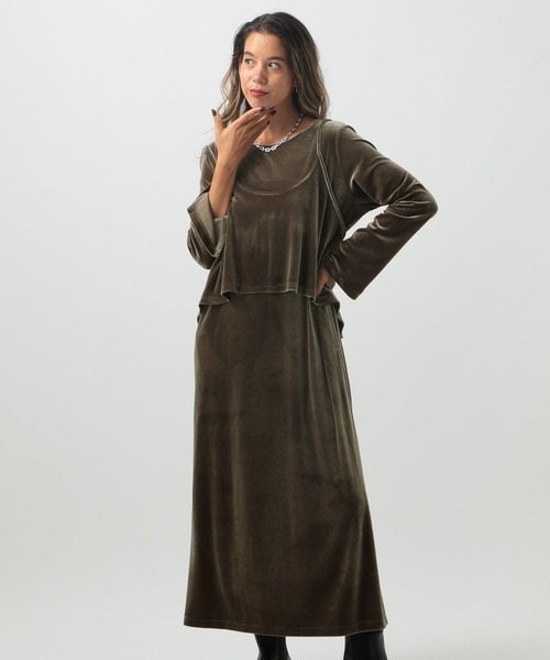 BAYFLOW（ベイフロー） ワンピース 「トレンドのベロア生地」キャミ