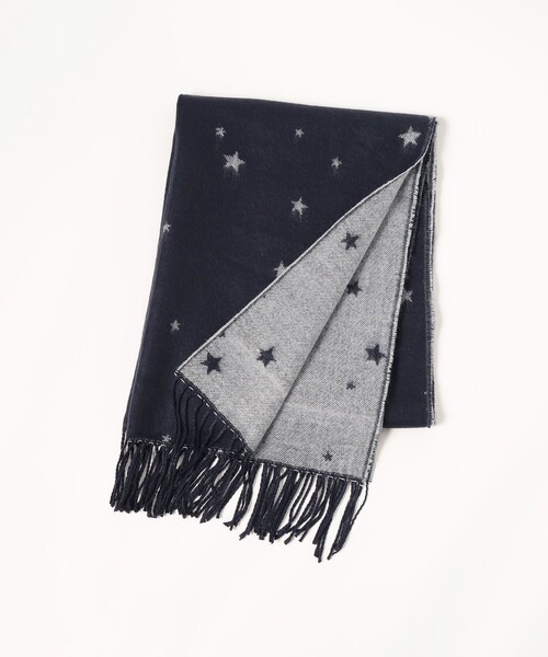 45R☆ウールジャカードのマフラーストール/ブルーギンガム♪ 45R☆ウールジャカードのマフラーストール/ブルーギンガム♪