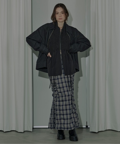 Ezick スカート Zip flareドロストチェックスカート : ZOZOTOWN Yahoo