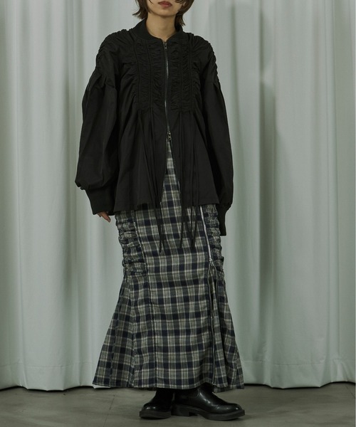 Ezick スカート Zip flareドロストチェックスカート : ZOZOTOWN Yahoo