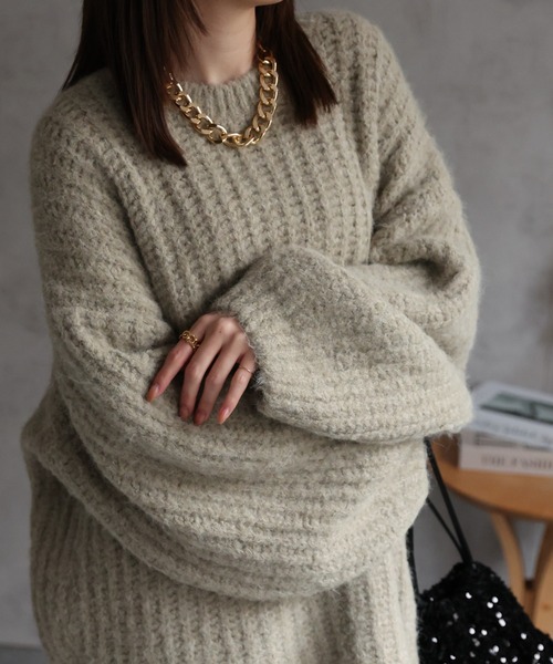 ニット セーター オーバーサイズシャギーニットプルオーバー/ローゲージニット レディース | CREARE -LINO-