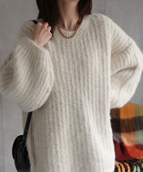 ニット セーター オーバーサイズシャギーニットプルオーバー/ローゲージニット レディース | CREARE -LINO- | 01