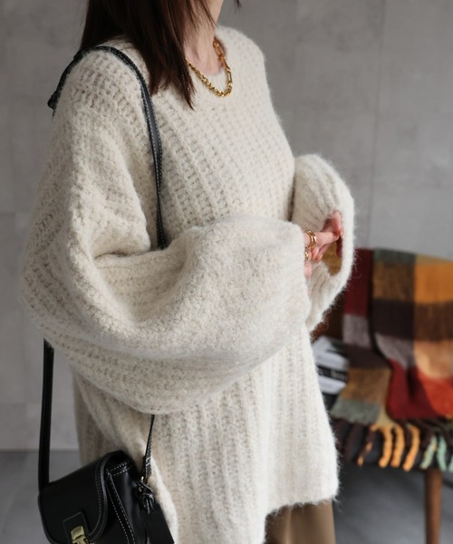 ニット セーター オーバーサイズシャギーニットプルオーバー/ローゲージニット レディース | CREARE -LINO- | 10