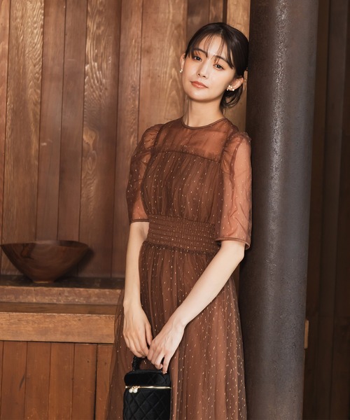 チャコ　ットフリル付き ドレス troisiemeCHACO ドレス 「chaco」ラメドット シャーリング