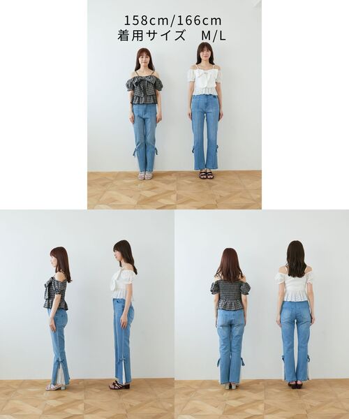 未使用品 BONUM リボンデニムパンツ ブルー MAJESTIC LEGON（マジェスティックレゴン） ジーンズ デニム デニム