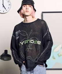 多数芸能人が衣装で使用！maisonspecial ニット MAISON SPECIAL カーディガン Front Zip Mesh Border Knitwear