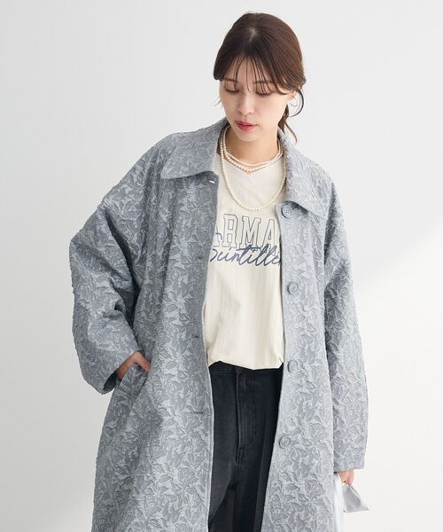 ELENCARE DUE ステンカラーコート コート ・ELENCARE ジャカード