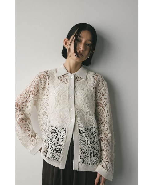 ニット セーター クロシェレースニットシャツ レディース STYLEMIXER ニット セーター クロシェレースニットシャツ