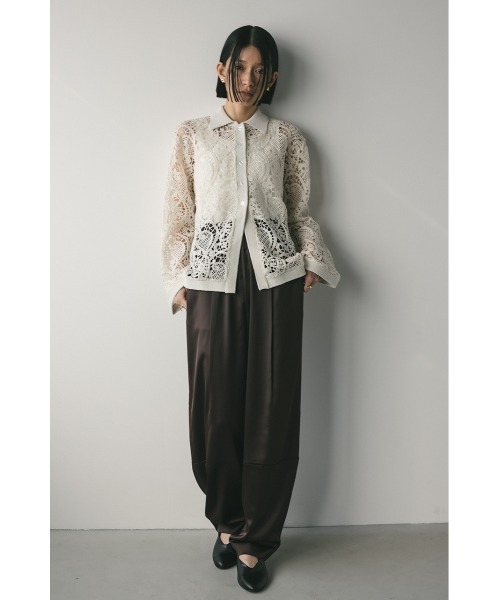 ニット セーター クロシェレースニットシャツ レディース STYLEMIXER ニット セーター クロシェレースニットシャツ