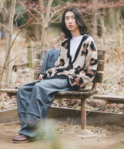 「BROKEN BASE」 ニットカーディガン LARGE グレー メンズ_画像6