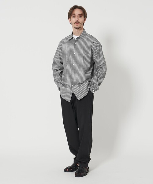 タグ付き新品 BEAUTY&YOUTH スラブ ストライプ テーパード シャツ BEAUTY＆YOUTH UNITED ARROWS シャツ スラブ ストライプ