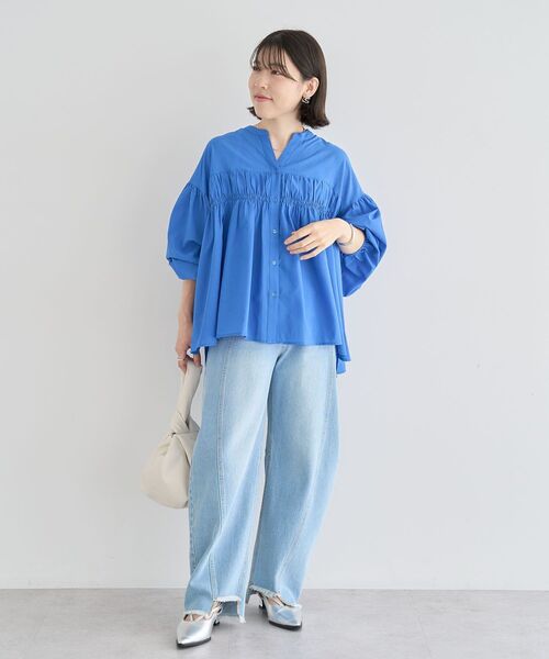 Green Parks ブラウス シャツ シャーリングスキッパーシャツ