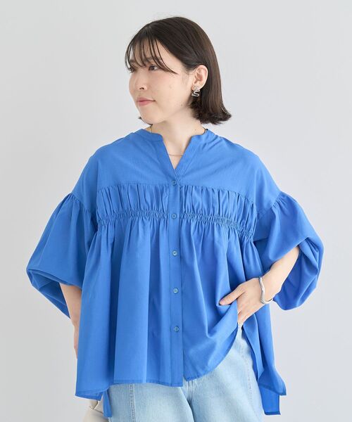 Green Parks ブラウス シャツ シャーリングスキッパーシャツ