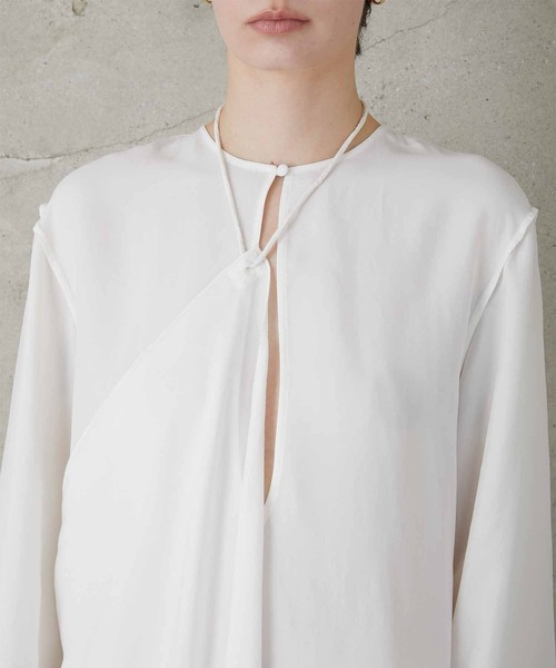 ブラウス シャツ 「LA PEAU DE GEM」cupra scarf shirt/キュプラスカーフシャツ レディース LA PEAU DE GEM】cupra scarf shirt/キュプラスカーフシャツ