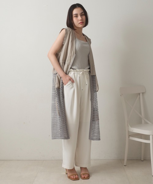ベスト ジレ 「willow」和紙ライクニットベスト レディース WILLOW ベスト ジレ 「willow」和紙ライクニットベスト