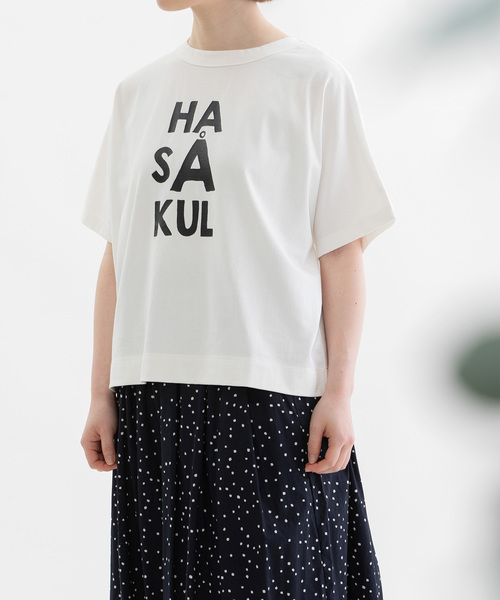 tシャツ Clocheコットン前後ロゴプリントTシャツ レディース