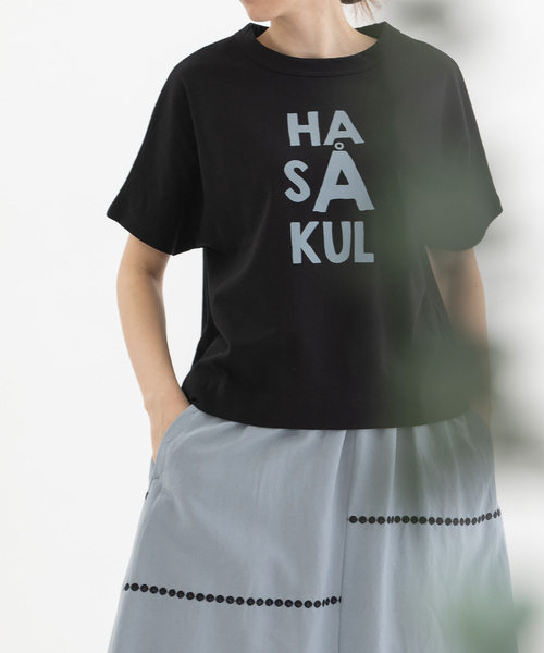 tシャツ Clocheコットン前後ロゴプリントTシャツ レディース