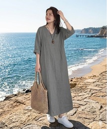 BLANC FICELLE ワンピース 半袖 半袖 Vネック ワンピース : ZOZOTOWN