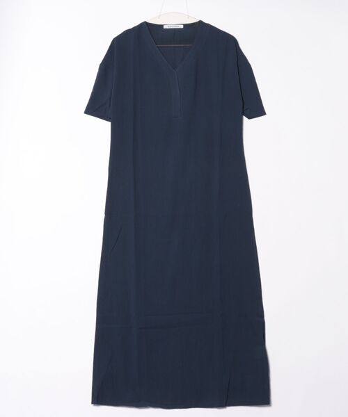 ネイビー Vネック 半袖 ひざ丈ワンピース BLANC FICELLE ワンピース 半袖 Vネック ワンピース : ZOZOTOWN