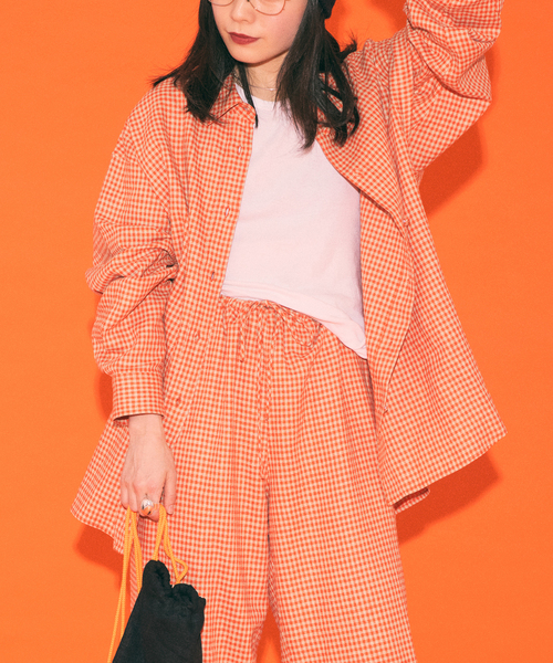 CITYSHOP◆25SS/THE MOOD/リネンシャツ/36/リネン/ORN/チェック/25-050-042-2000-2-0 CITYSHOP ブラウス シャツ 「THE MOOD」リネンシャツ レディース