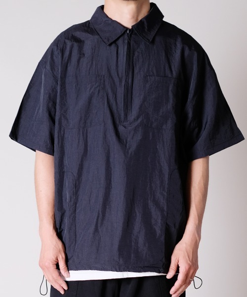 rehacer（レアセル） tシャツ R. : Loose Half Zip Nylon S/S Shirt