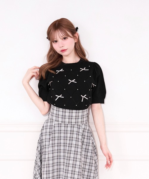 apres jour ニット セーター リボンパールニット レディース