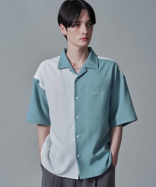 BROWNY シャツ 半袖 BROWNY/ドライポリカラーブロックシャツ メンズ