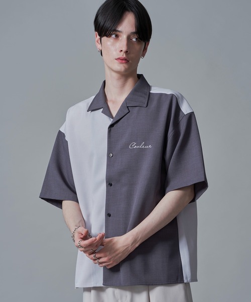 BROWNY シャツ 半袖 BROWNY/ドライポリカラーブロックシャツ メンズ