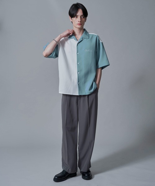 BROWNY シャツ 半袖 BROWNY/ドライポリカラーブロックシャツ メンズ