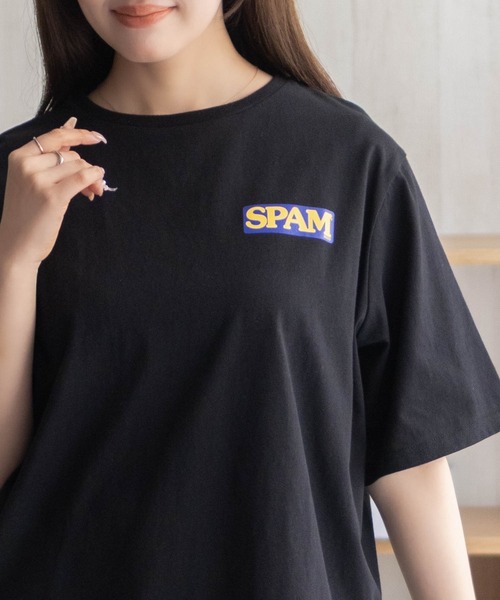 tシャツ 「SPAM」スパムグラフィックプリントTシャツ レディース