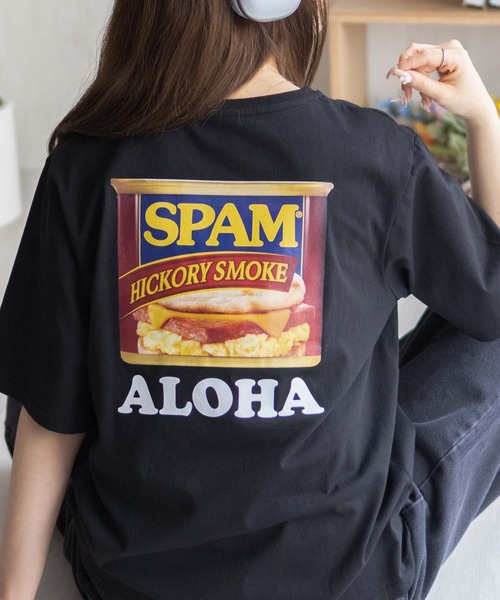 tシャツ 「SPAM」スパムグラフィックプリントTシャツ レディース