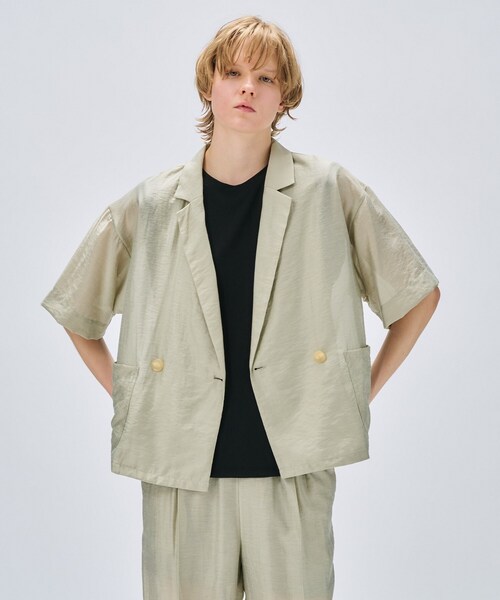 クロエンス（cloenc）/【セットアップ／手洗い可】ハーフスリーブシアージャケット cloenc（クロエンス） ジャケット テーラードジャケット