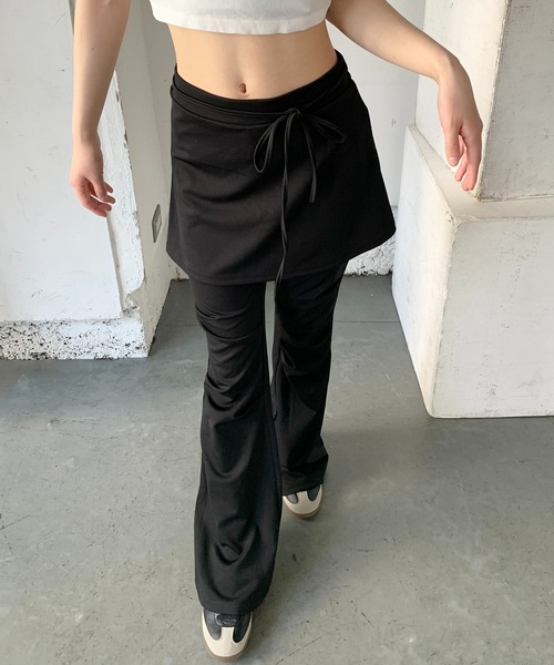 ★BLACKUP★ スカートパンツ 2カラー ユニセックス コットンスカートパンツ クロップドパンツ ワイド