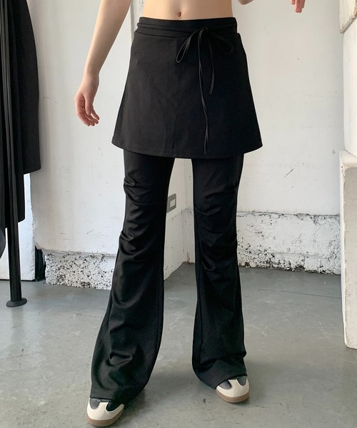 EVERYDAY I LIKE. jersey フレアスカート　38 lilful パンツ ラップスカート付き アメリカン フェイク