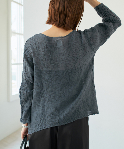 今季即完売　イエナ　アトリエフランセ　ヘンリーネックレスブラウス LES ATELIERS FRANCAIS DE CONFECTION ヘンリーネックトップス