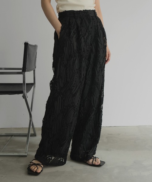 hellam（ヘラム） パンツ 刺繍レース ストレートパンツ レディース