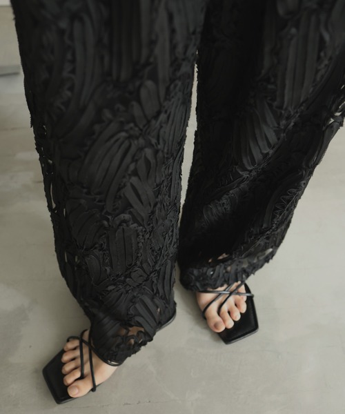 hellam（ヘラム） パンツ 刺繍レース ストレートパンツ レディース