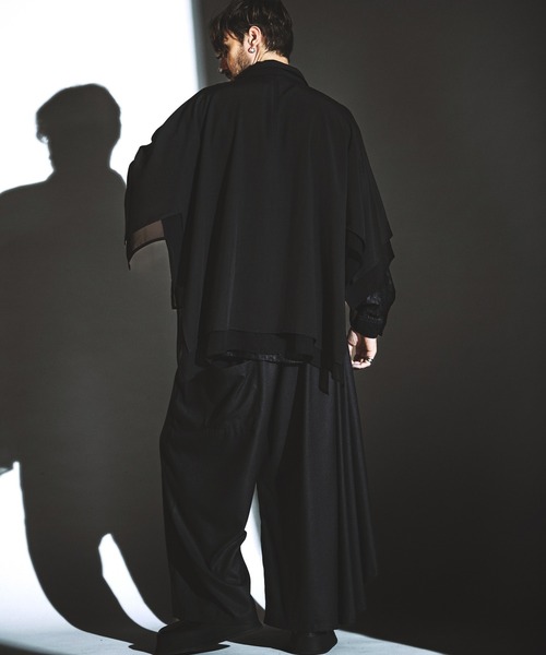 NO ID. スラックス アシンメトリードレープワイドパンツ メンズ