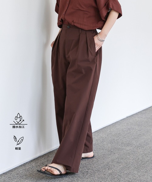 A16582 美品 マッキントッシュ タックワイドスラックス ブラウン系 W33 A16582 美品 マッキントッシュ タックワイドスラックス ブラウン