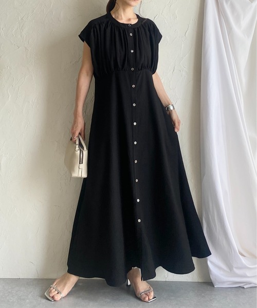 She's Closet シャツワンピース リネンタッチロング丈フレア