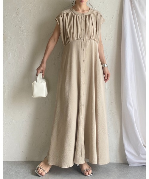She's Closet シャツワンピース リネンタッチロング丈フレア