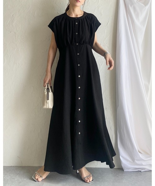 AREZZO1234 ストレッチ ギャバジン シャツワンピース ストレッチタフタ シャツドレス（7203OK01
