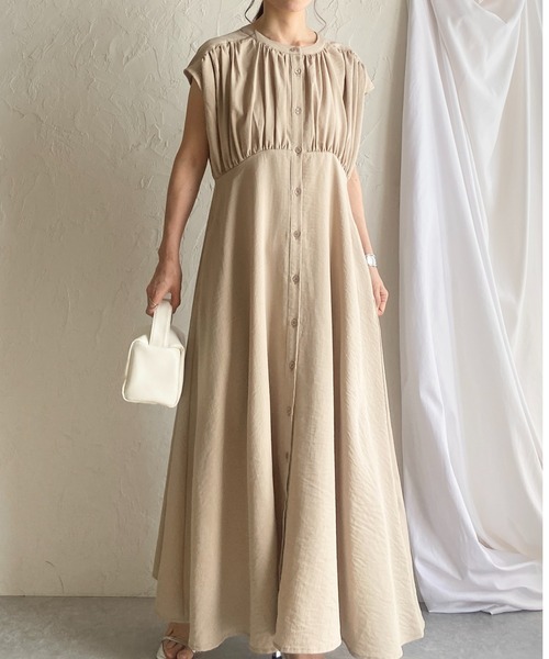 She's Closet シャツワンピース リネンタッチロング丈フレア