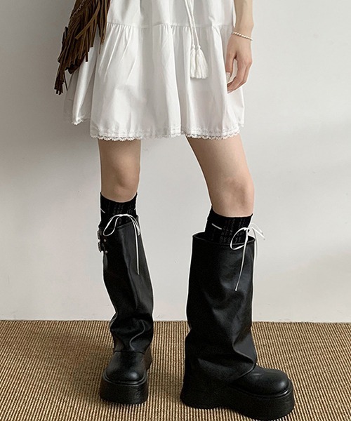 c.u.l ブーツ ダブルベルト ボリューム ロングカバーブーツ culs137