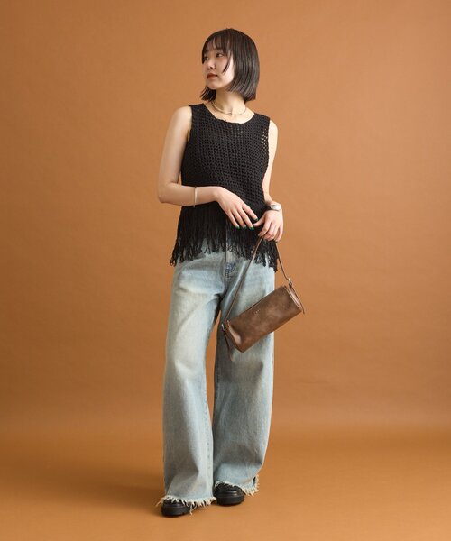 mystic（ミスティック） ベスト ジレ フリンジニットベスト レディース