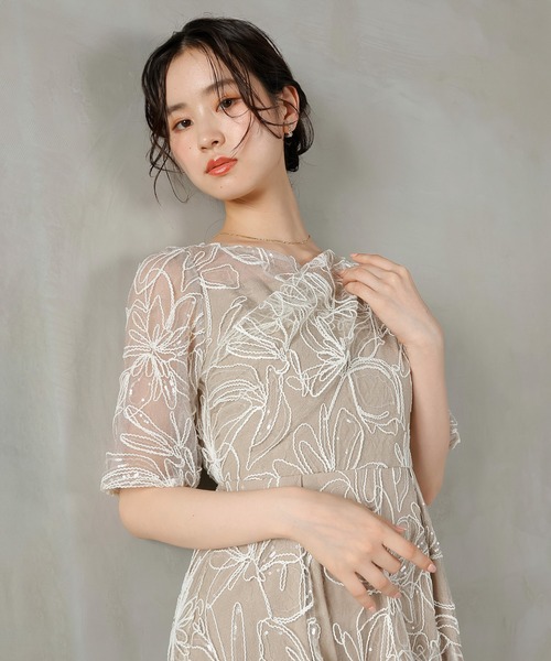 Kana パーティードレス ドレス 花柄 シャイニースパンコール