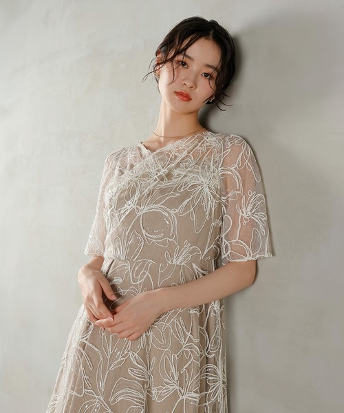 Kana ドレス 花柄 シャイニースパンコール パーティー 結婚式